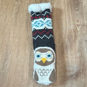 Fuzzy Babba Cozy Owl Patterned Women's Slipper Socks